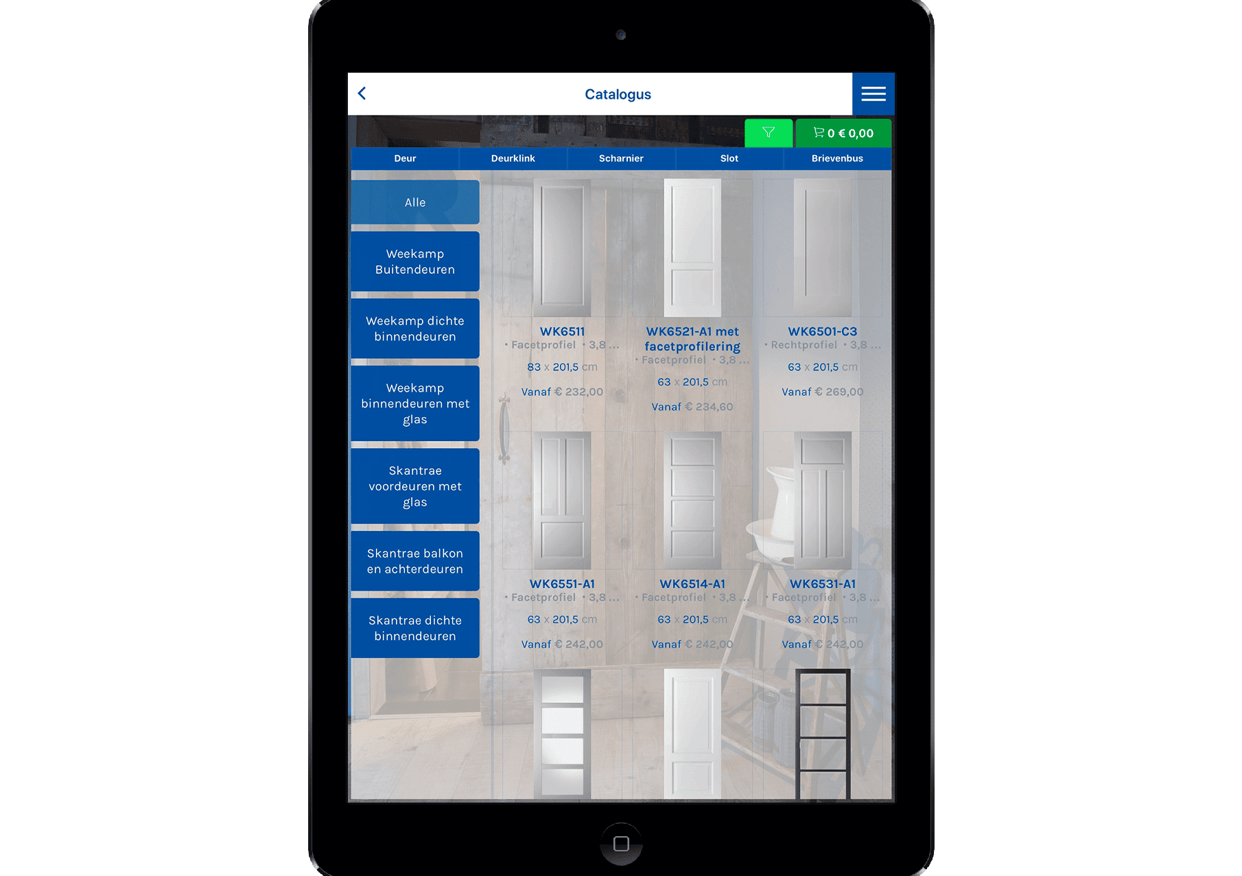 de deuren app op tablet