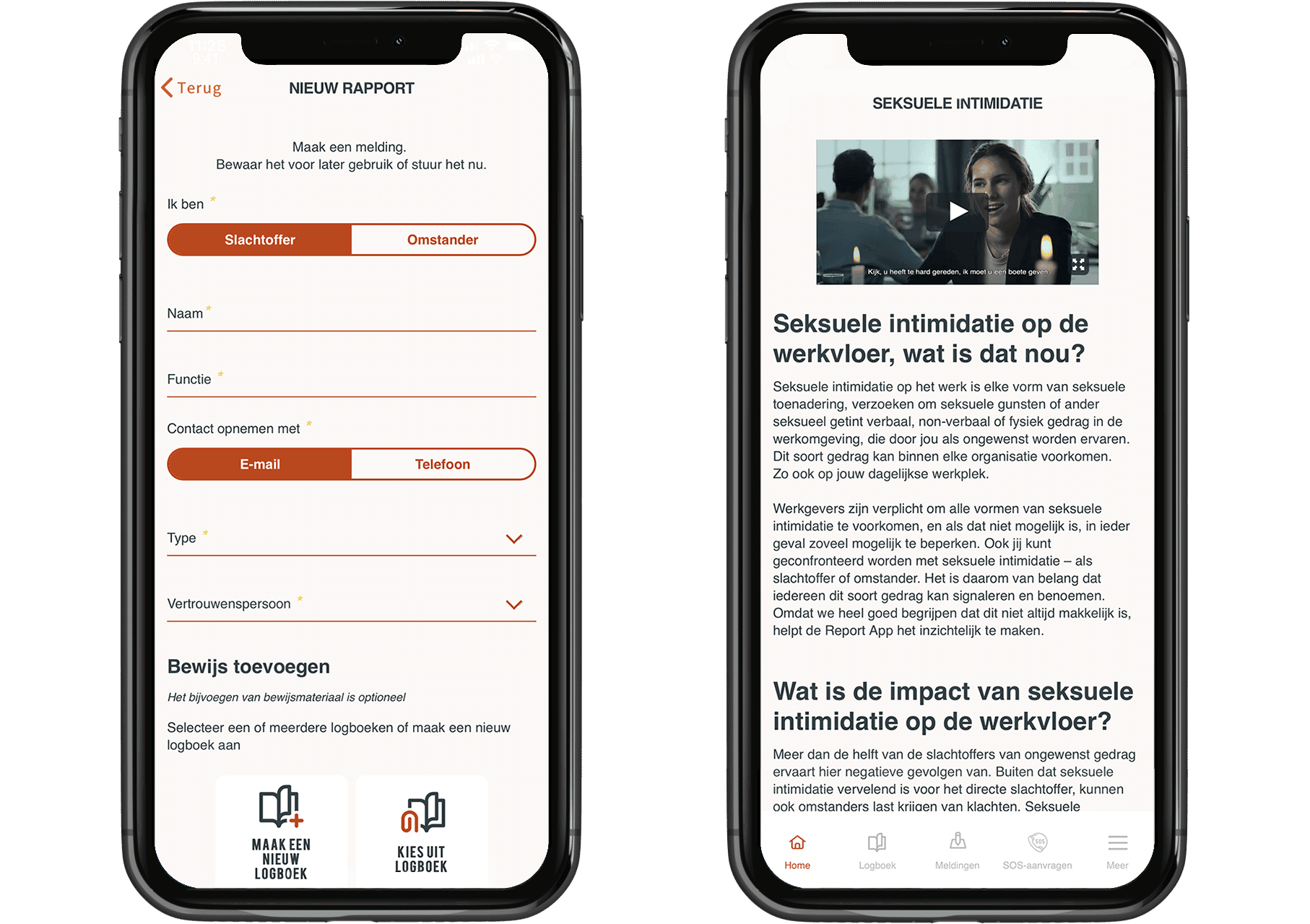 intimidatie indienen via de app