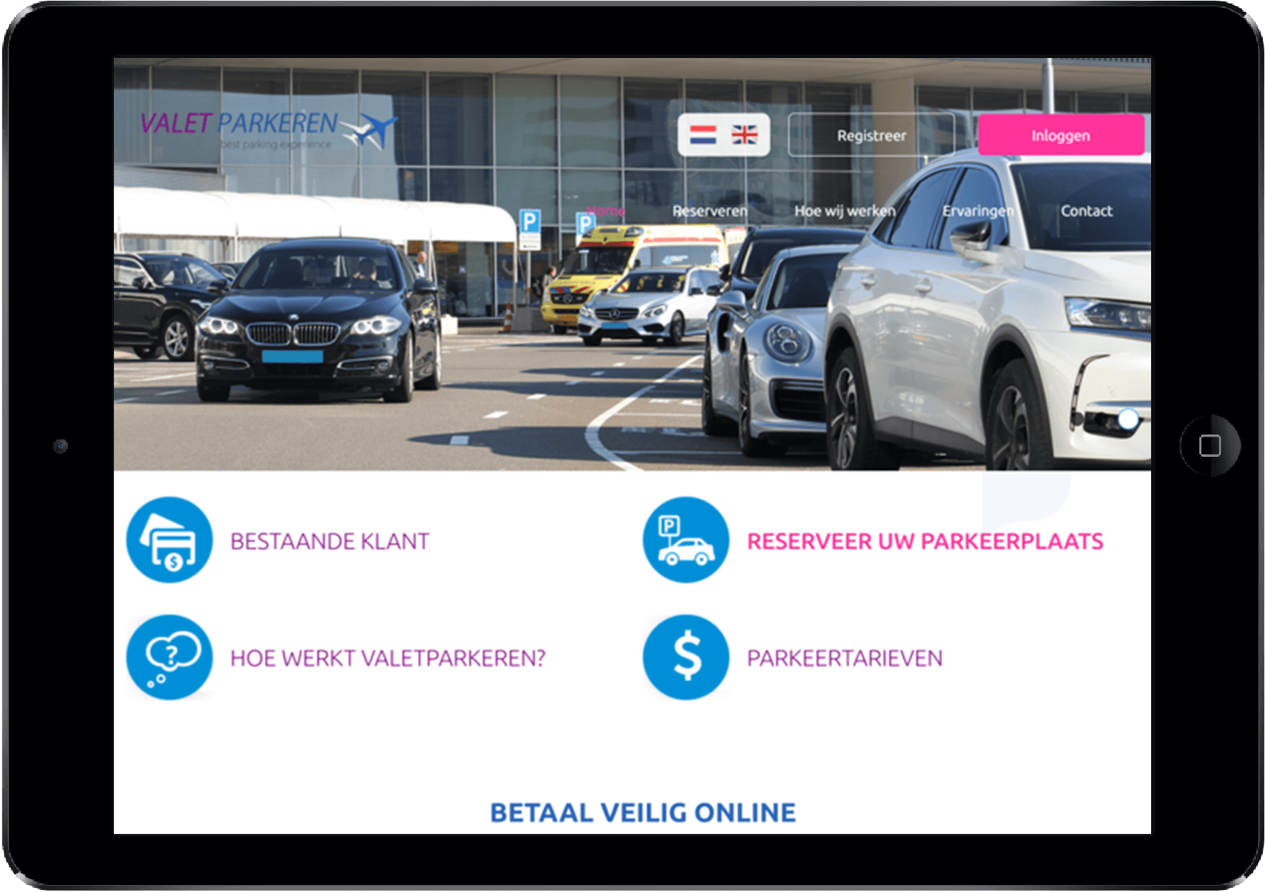 valetparkeren via de tablet